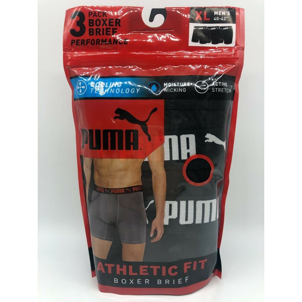 Puma Men's 3 Pack Cooling Technology Performance Boxer Briefs Size XL